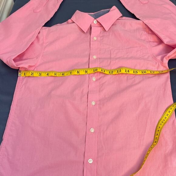 Class Club Fine Striped Long Sleeve Collared Button Up Shirt Color Pink/White 16 - Picture 7 of 8